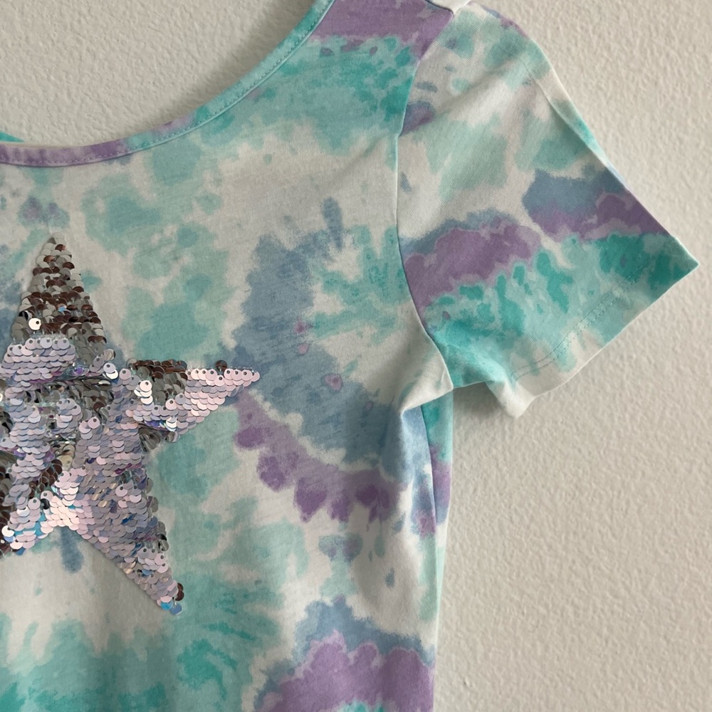Blue and Green tye-dye Casual Sundress with Scoop Neck - Picture 6 of 16